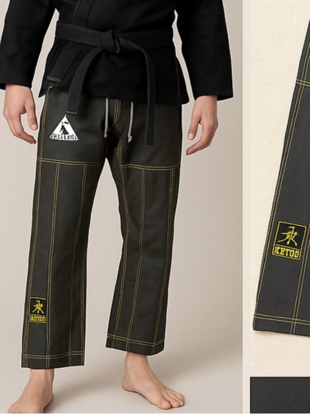 🥋 Keiko Raça,Brazilian Jiu-Jitsu Gi Pant Alliance Patch,Black,Yellow Stitching